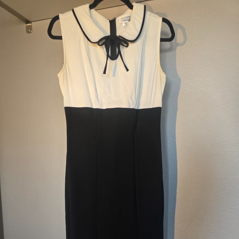 Unique Vintage Black and White Pencil Dress Rockabilly